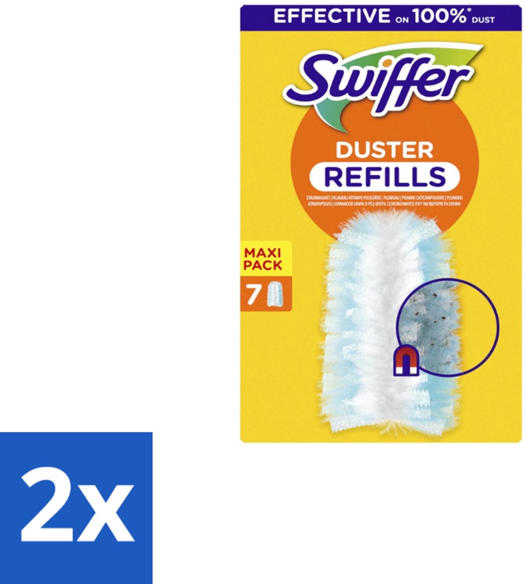 2 x Swiffer - Duster – Voor Stofwisser – 7 navullingen - Stofduster Navullingen - Stofbeurt - Stof Vasthouden - Stof Opvangen - Stof Opzuigen