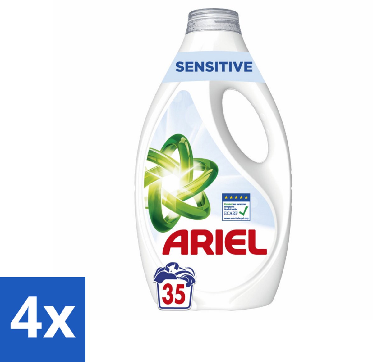 4 x Ariel – Sensitive – Vloeibaar Wasmiddel – 1,58 L - Gevoelige Huid - Wasmiddel Zonder Kleurstoffen - Zacht Wasmiddel - Dermatologisch Getest - ECARF Goedgekeurd
