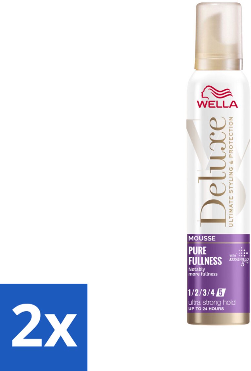 2 x Wella – Deluxe Pure Fullness – Haarmousse – 200 ml - Haarmousse - Volume - Haarbescherming - Kerashield 5 - Anti-pluis