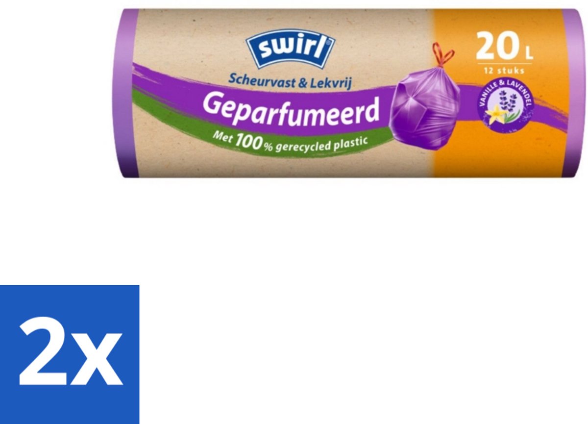 2 x Swirl – Pedaalemmerzakken – Trekband Geparfumeerd – 20 L – 12 zakken - Pedaalemmer - Pedaalemmerzak - Geurige Pedaalemmer - Vanille Lavendel - Trekband