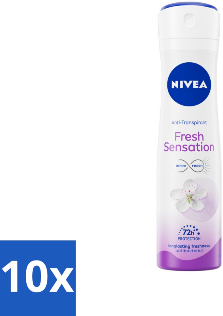 10 x NIVEA – Deodorant Spray – Fresh Sensation – 150 ml - Anti-Transpirant - Deodorant Spray - Frisheid - Geur - INFINIFRESH-formule