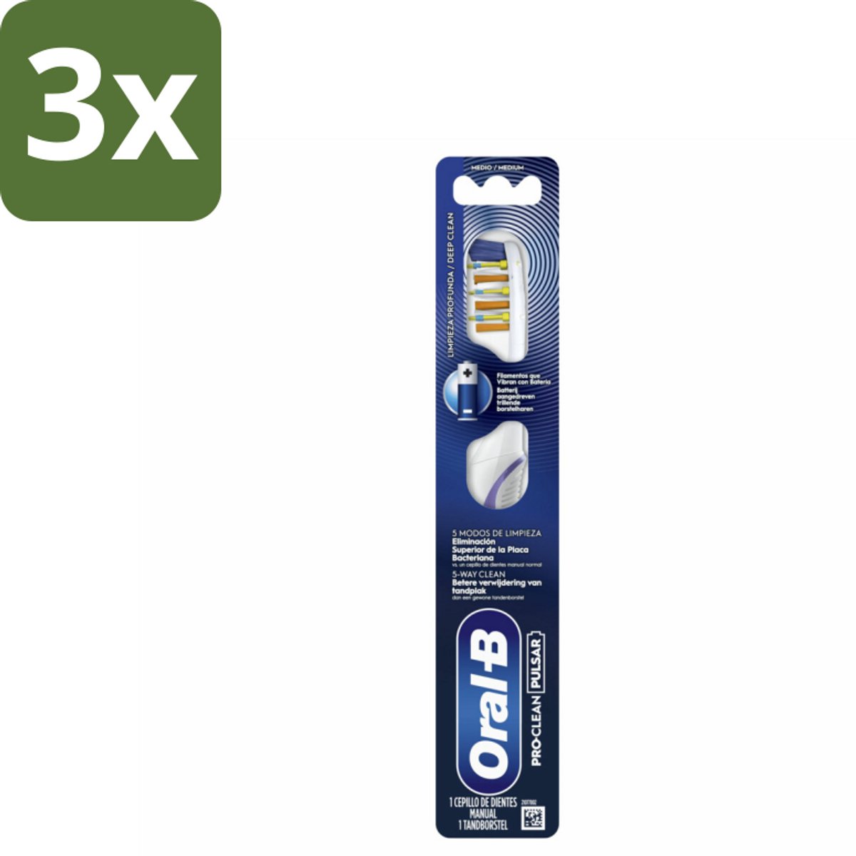 3 x Oral-B - Pro-Clean Pulsar – Tandenborstel – Medium – Manueel - Koffiezetapparaat