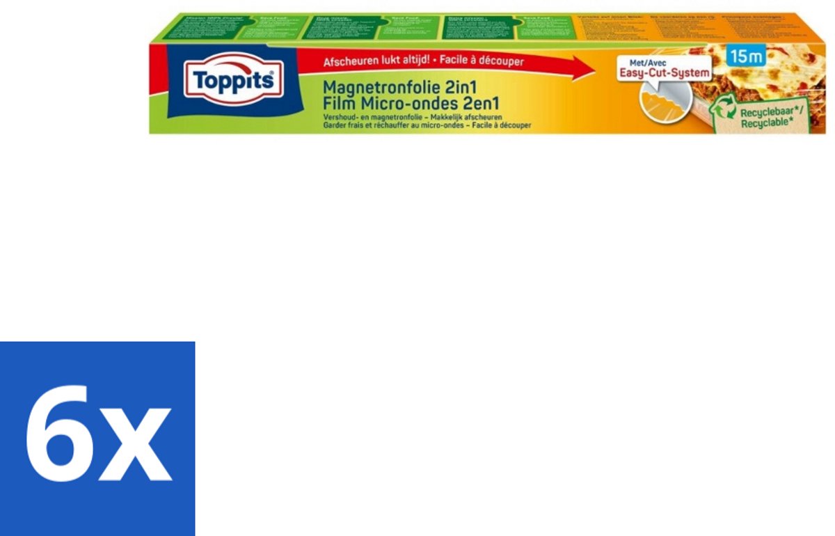 6 x Toppits – Magnetronfolie 2-in-1 – 15 m - Magnetronfolie - Bewaren - Opwarmen - Stoomafgifte - Versheid