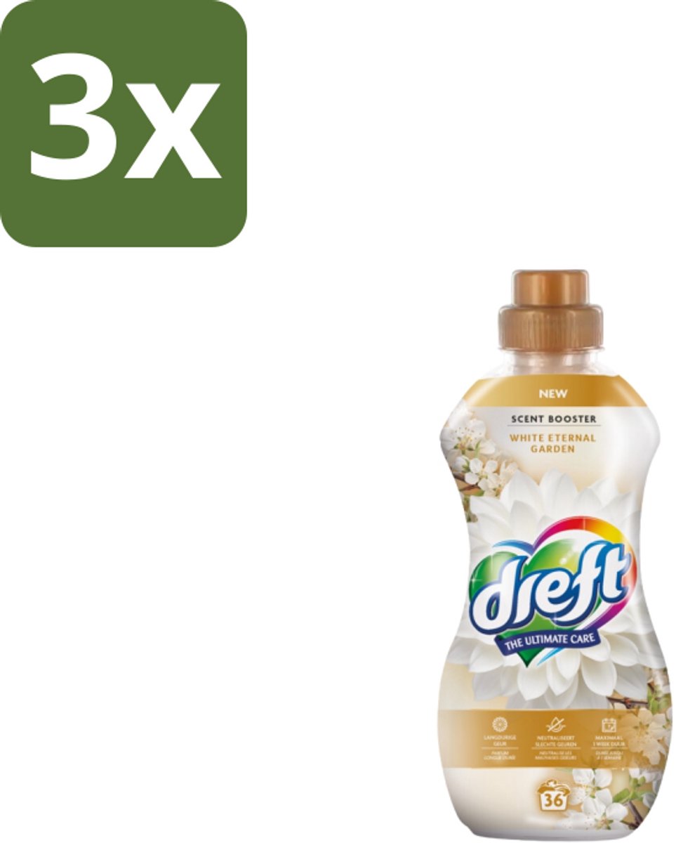 3 x Dreft – White Eternal Garden – Vloeibare Geurbooster – 720 ml – 36 wasbeurten - Wasgeurbooster - Frisheid - Wasmiddel - Geurboost - Textiel Verzorging