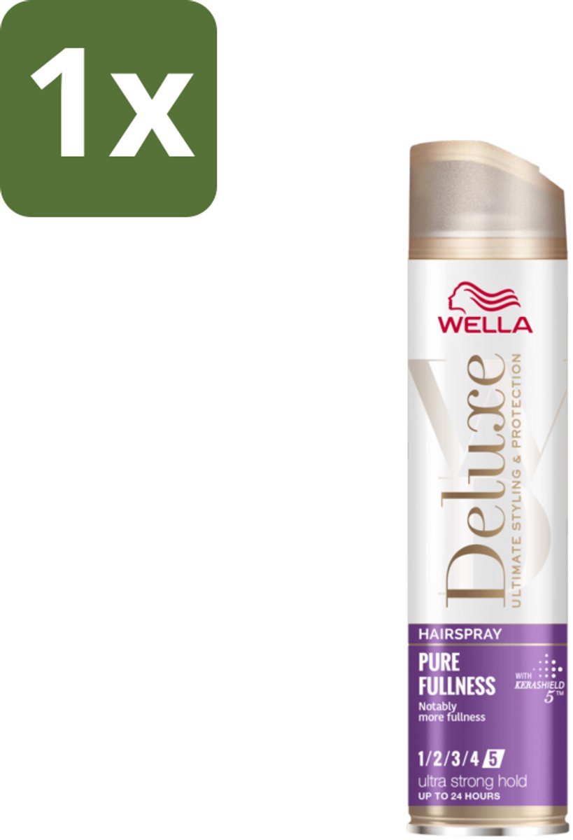 1 x Wella – Deluxe Pure Fullness – Haarspray – 250 ml - Haarspray - Volume - Glans - Hittebescherming - UV Bescherming