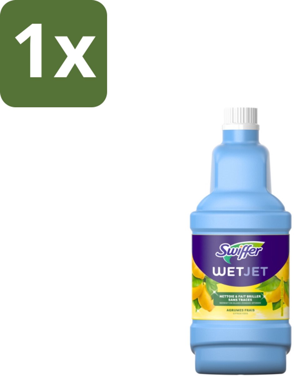 1 x Swiffer - WetJet Reinigingsmiddel – Dweilsysteem Navulling – Alles-in-één – 1,25 L - Vloerreiniger - Vetvrij - Vlekverwijderaar - Doekjes - Spraymop