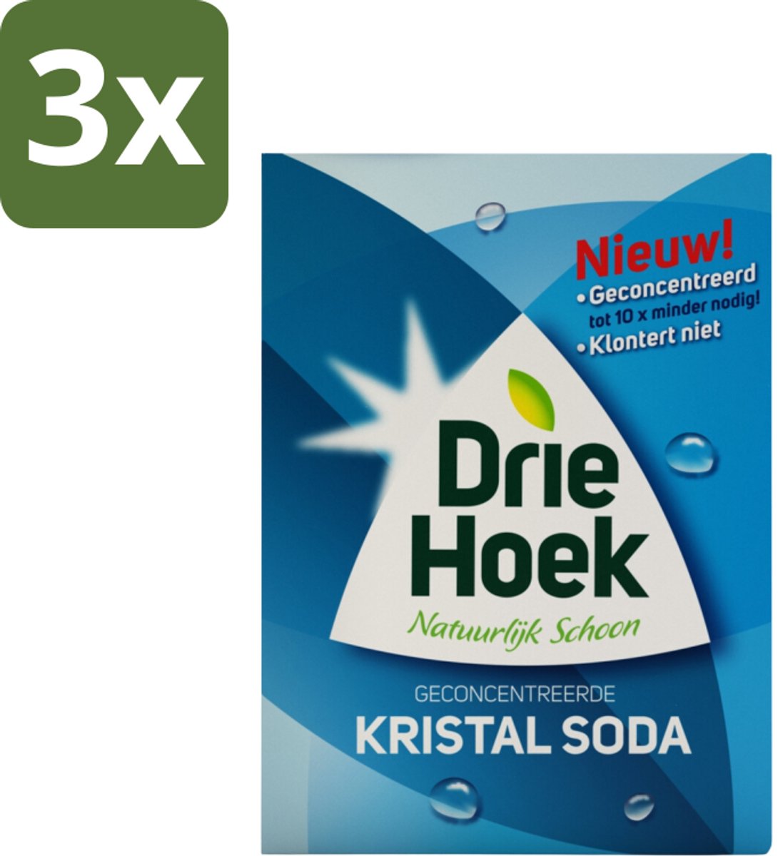 3 x Driehoek – Kristal Soda – 600 gr - Kristal Soda - Schoonmaakmiddel - Geconcentreerde Soda - Hardnekkig Vuil - Reinigingsmiddel