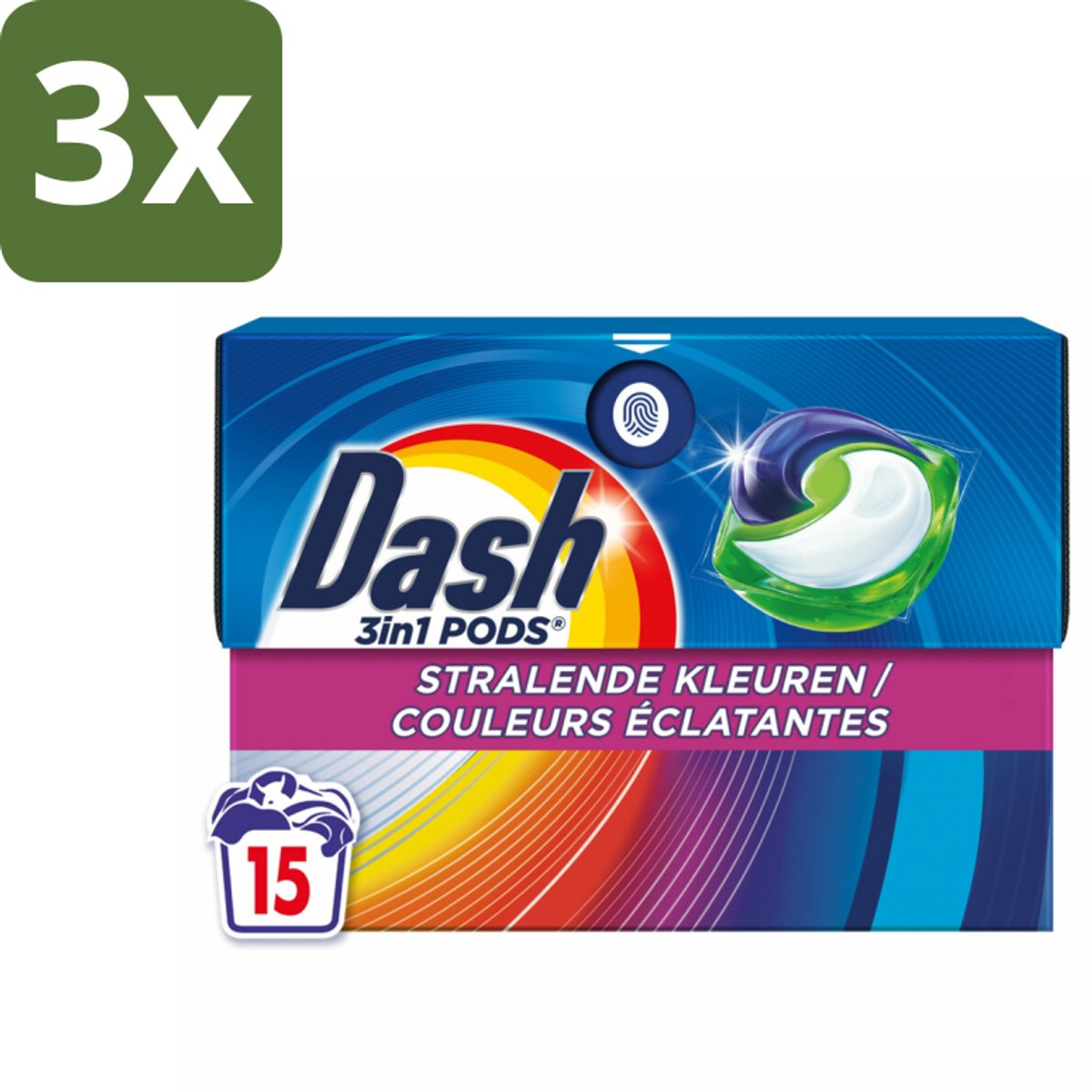 3 x Dash – Wasmiddelcapsules – 3in1 Pods Stralende Kleuren – 15 capsules - 3in1 Wasmiddel - Kleuren Behouden - Vlekken Verwijderen - Frisheid - Wasmiddelcapsules