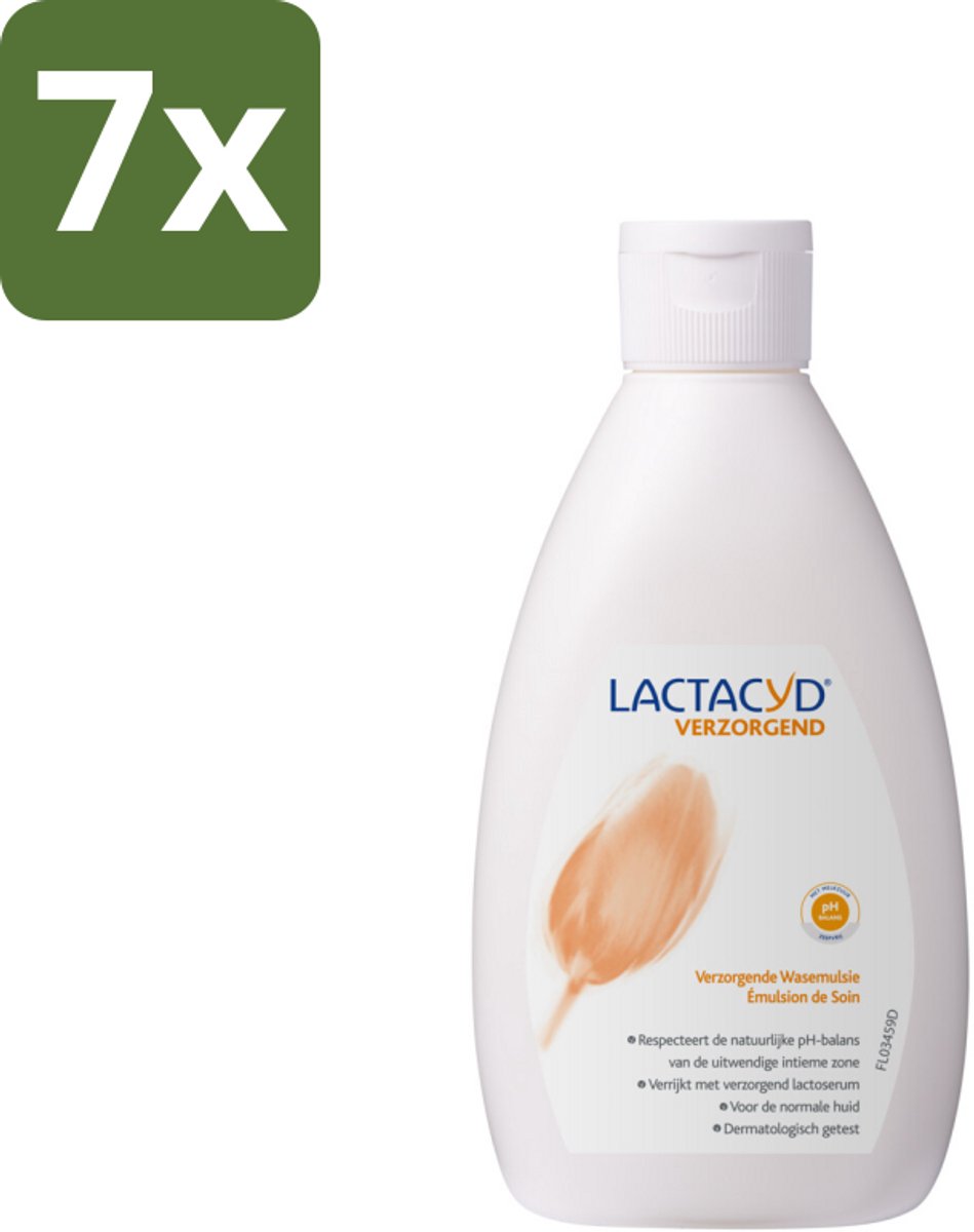 7 x Lactacyd – Verzorgende Wasemulsie – pH-vriendelijk – 300 ml - Intieme Wasemulsie - Verzorgende Wasemulsie - PH-vriendelijk - Melkzuur - Lactoserum