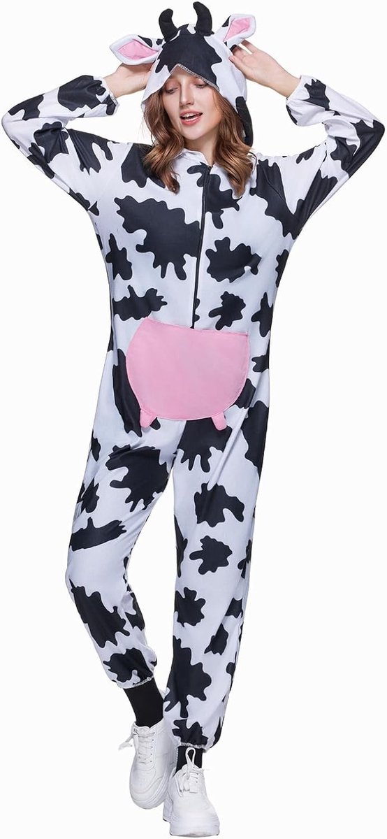 Unisex Cow Dierenpyjama voor Volwassenen - Comfortabele Jumpsuit voor Halloween en Feestjes