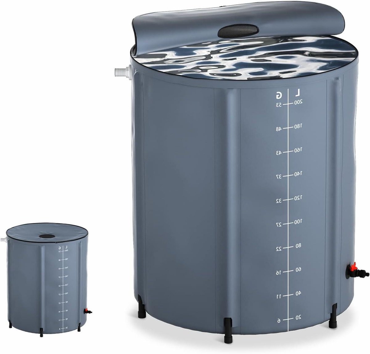 Regenton Opvouwbaar - Wateropslag Tank - Tuin Water Geven - Met Volumemeter - 200 Liter - Grijs