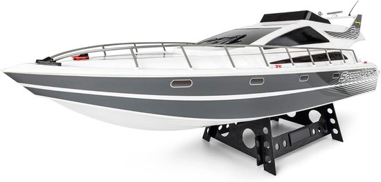 Op afstand bestuurbare boot - Speedboot RC - Waterpret beleven - Twee krachtige motoren - 74 cm lang - Wit — afbeelding 5
