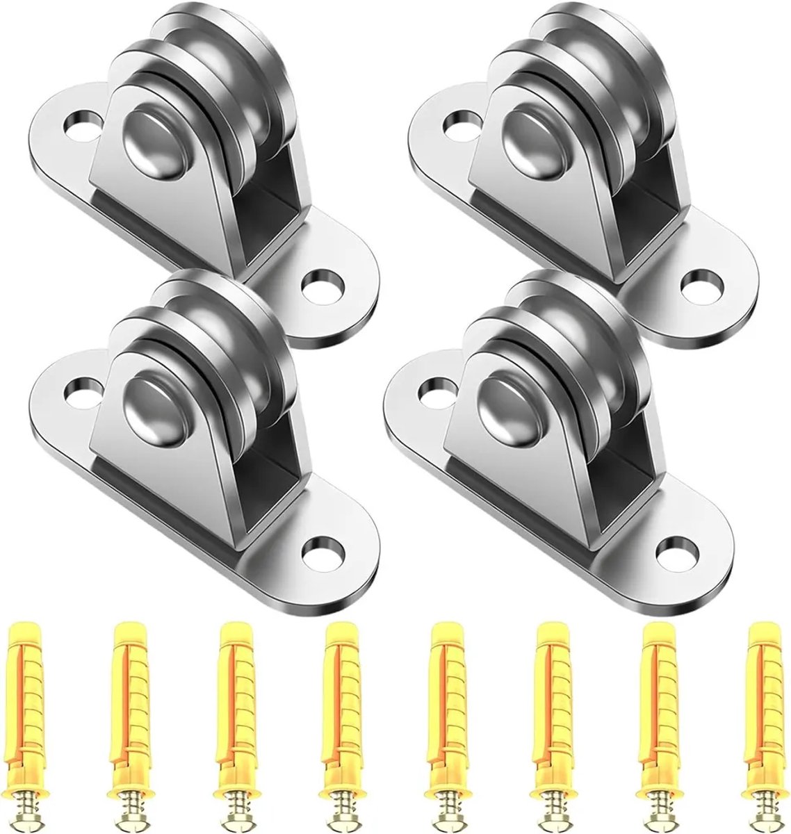 Een set van 4 Geschikt vooralen rollen, 6 mm – dubbele lagers – koolstofstaal – kabelgeleider, huishoudelijke accessoires.