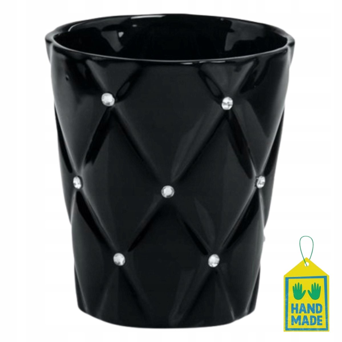 Luxe Zwarte Keramische Pot met Zirkoon - Ø 14 cm