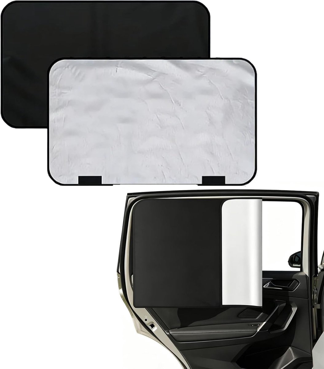 Magnetische Zonwering voor in de Auto - Zwart - 80 x 50 cm - UV-werend Gordijn met Dubbele Laag - Voor Kinderen en Huisdieren