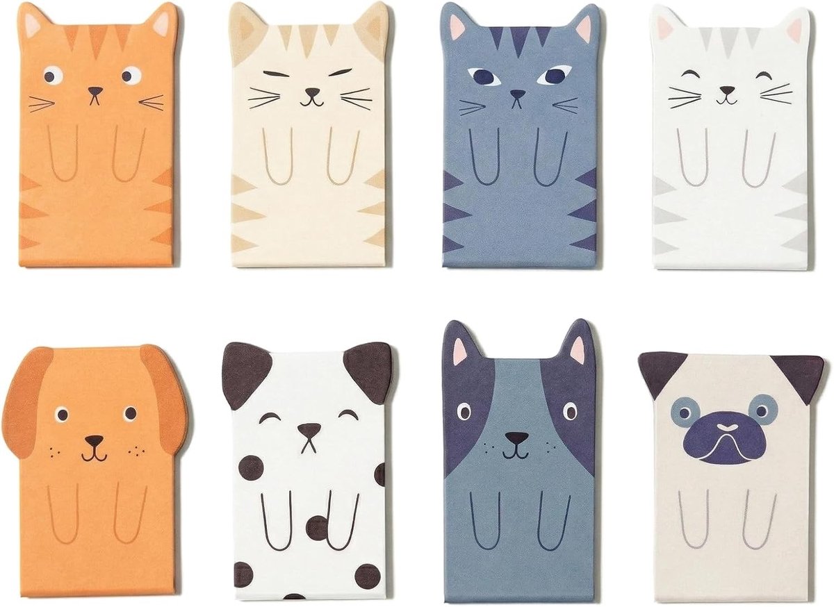 Magnetische Boekenleggers Set van 8, Kat en Hond Ontwerp, Persoonlijke Boekenleggers voor Studenten en Lezers, Ideaal voor School en Kantoor