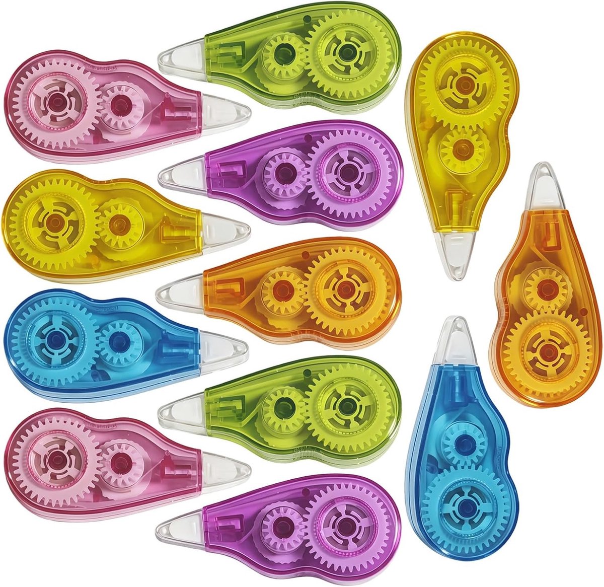 Correctietape Set van 12 Stuks - Mini Regenboog Roller, Beschermkap en Lijmroller voor Kantoor en Schoolgebruik