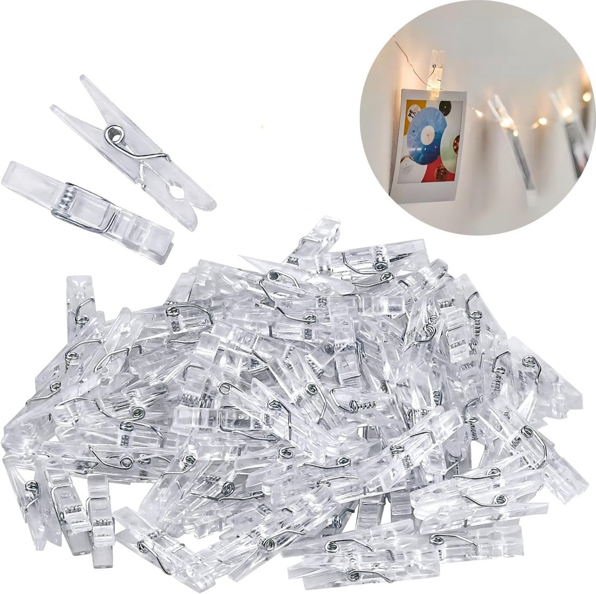 Mini Kledingknijpers - 100 Stuks Transparante Decoratieve Clips voor Knutselprojecten, Foto's en Scrapbooking - 3.5 cm, Perfect voor Creatieve Toepassingen
