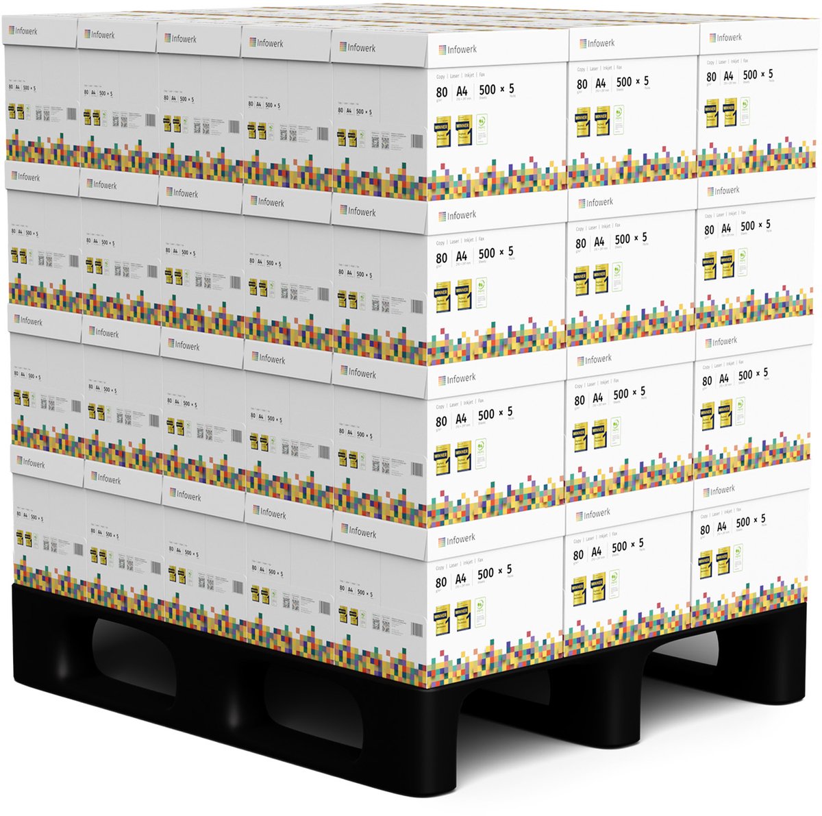 NIEUW: Infowerk Printerpapier Kopieerpapier 150000 Vel 60 x 2500 A4 Premium Extra Wit CIE 160 Testwinnaar PEFC-gecertificeerd