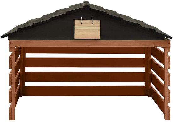 vidaXL - Overkapping - voor - grasmaaier - 78x74x54 - cm - vurenhout - zwart - bruin van VidaXL — afbeelding 2