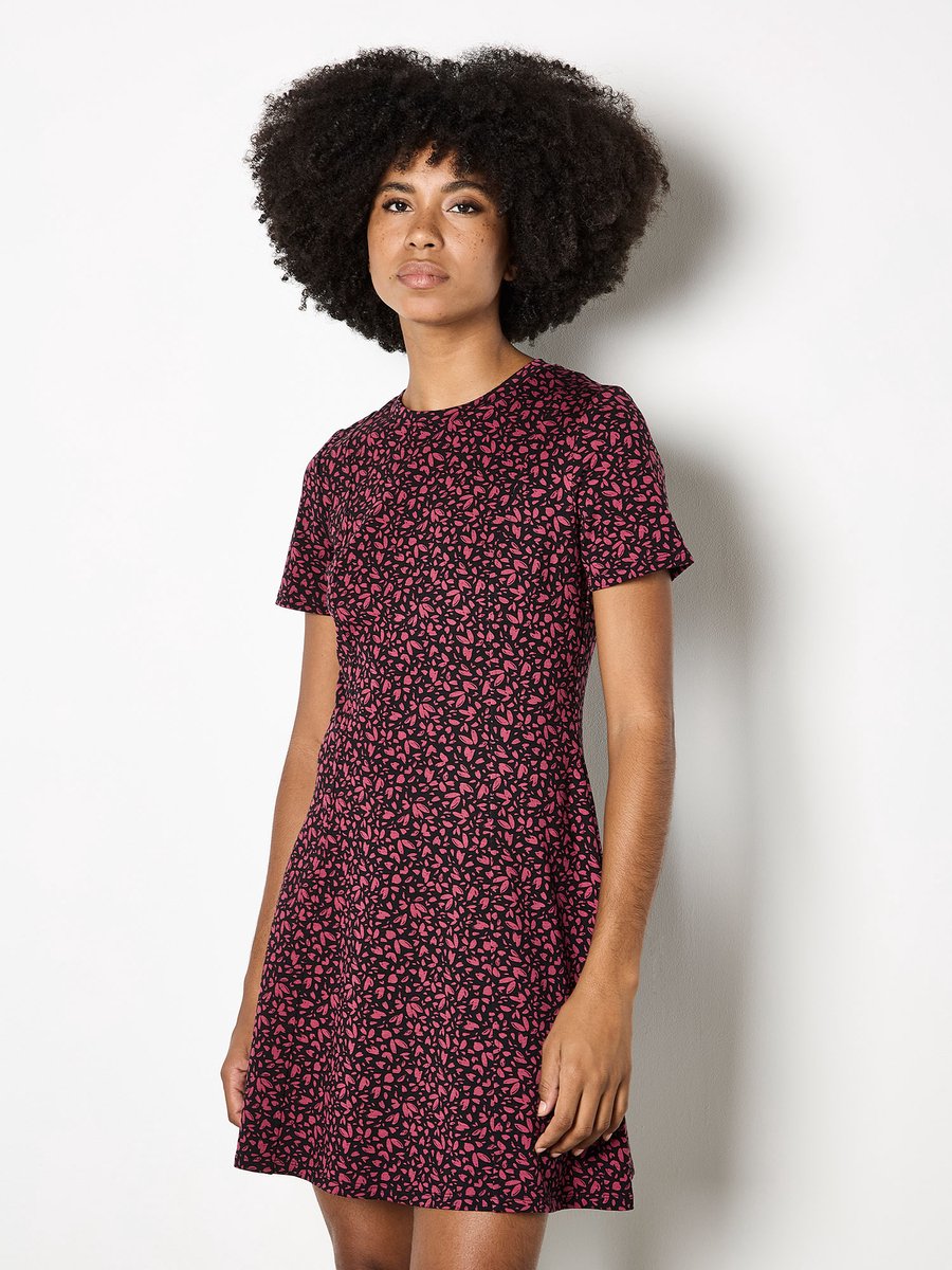 Jersey mini-jurk met bloemblaadjesprint