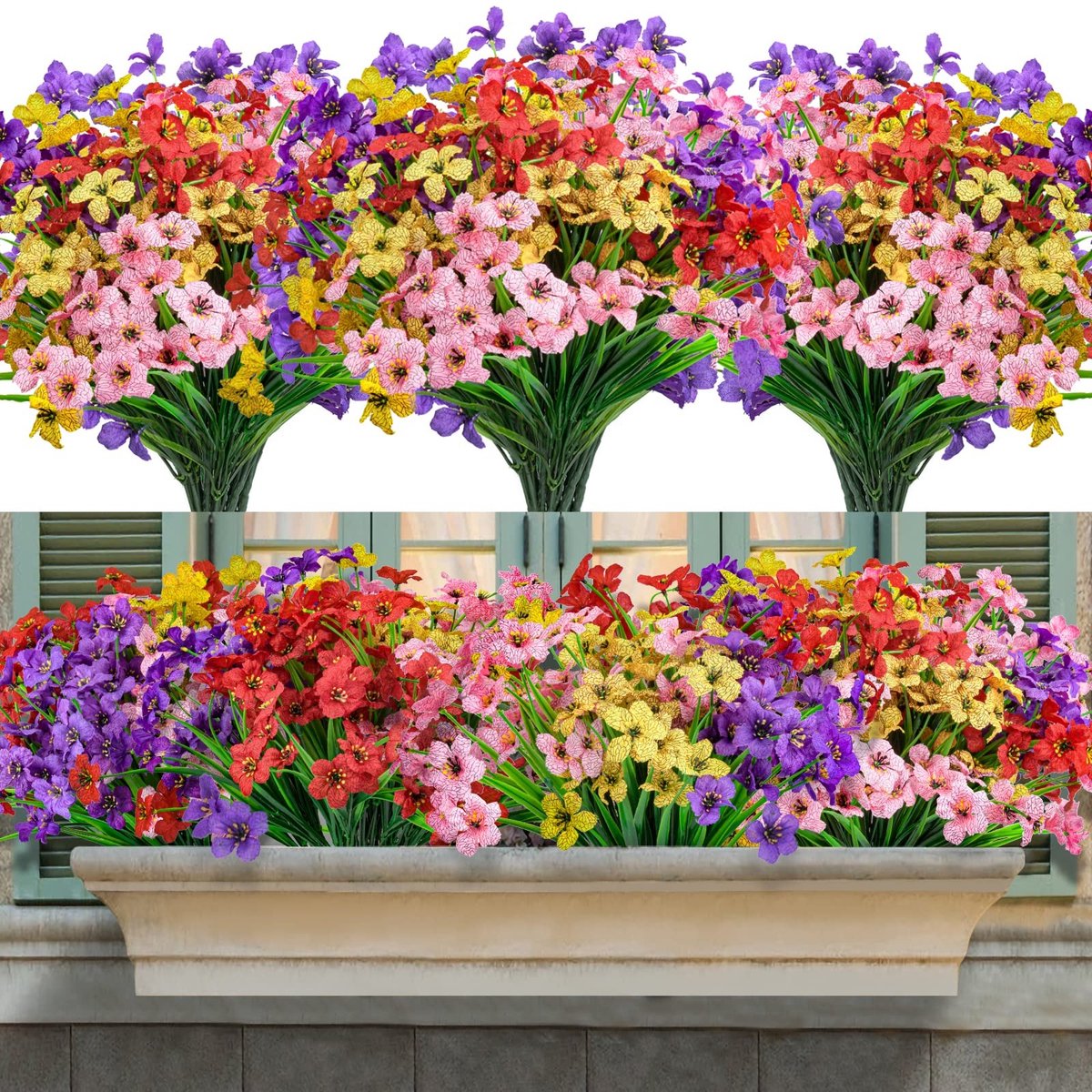 Elzusha - Set van 16 UV-bestendige Kunstbloemen voor Buiten