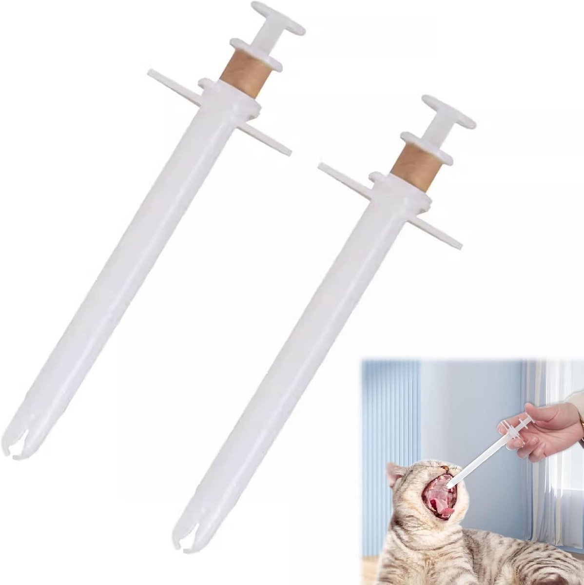 Pillendoos voor Katten en Honden, Handige Tablet Dispenser, Herbruikbare Medicijninjector, Set van 2