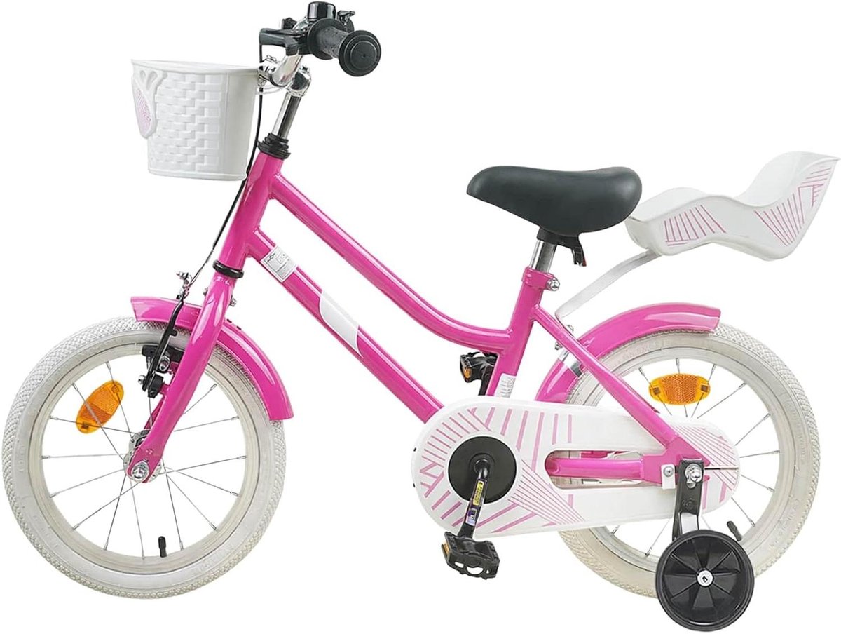 Kinderfiets sfiets sfiets Veilig Leren Fietsen Stalen Frame 16 Inch Donkerroze