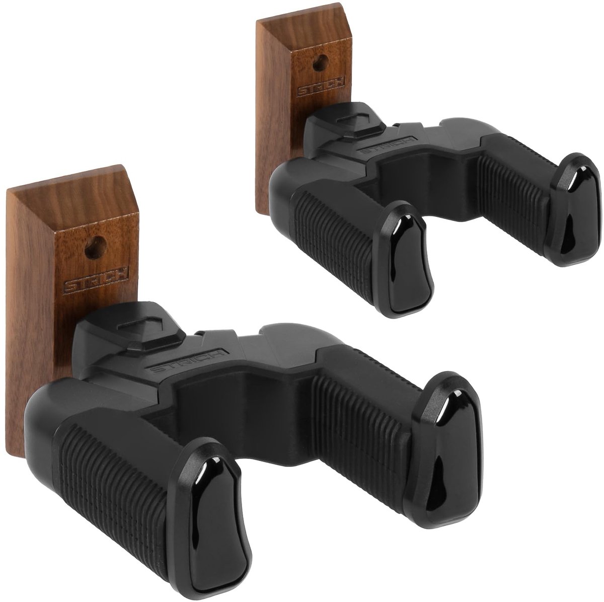 STRICH Trapeziumvormige Walnoot Massief Houten Gitaar Gravity Wall Mount Heavy Duty 2-delige Set - ShopVlot