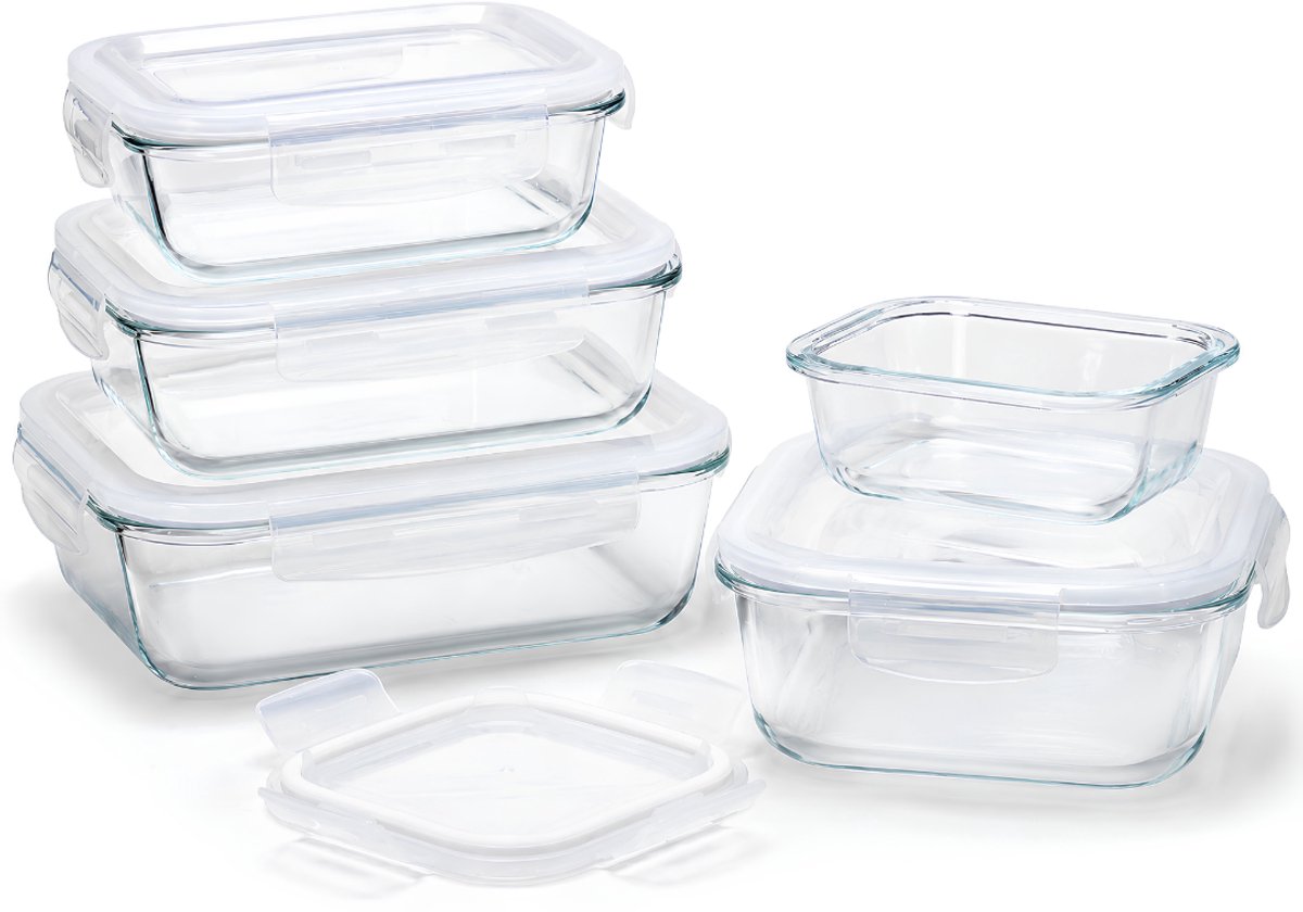Lìon® Diepvriesbakjes - Magnetron Bakjes Met Deksel - Vershoudbakjes - Transparant - 10cm x 10cm x 40cm