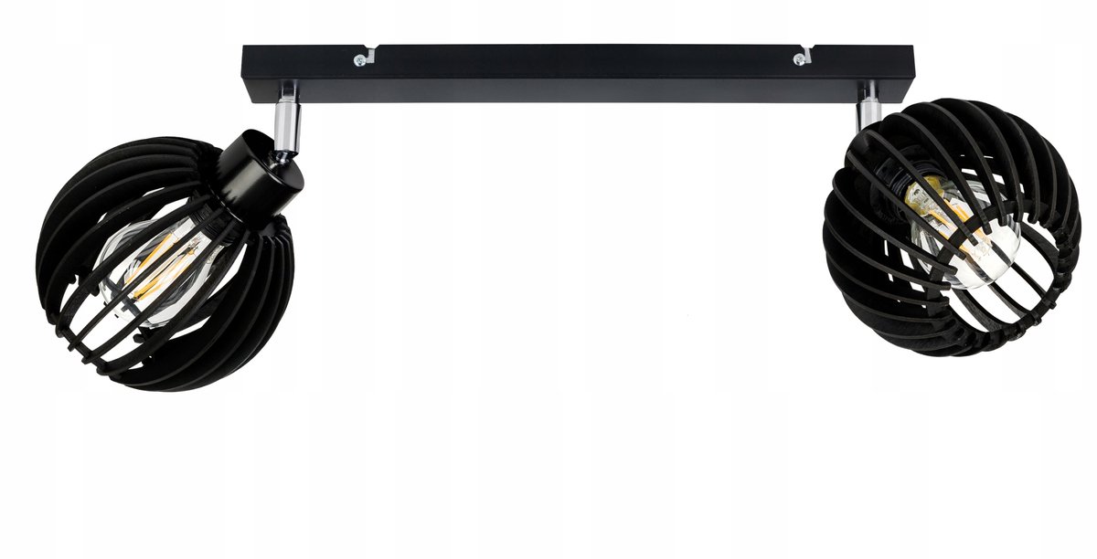 Zwarte Houten Hanglamp Loft E27 - 2 lichtpunten
