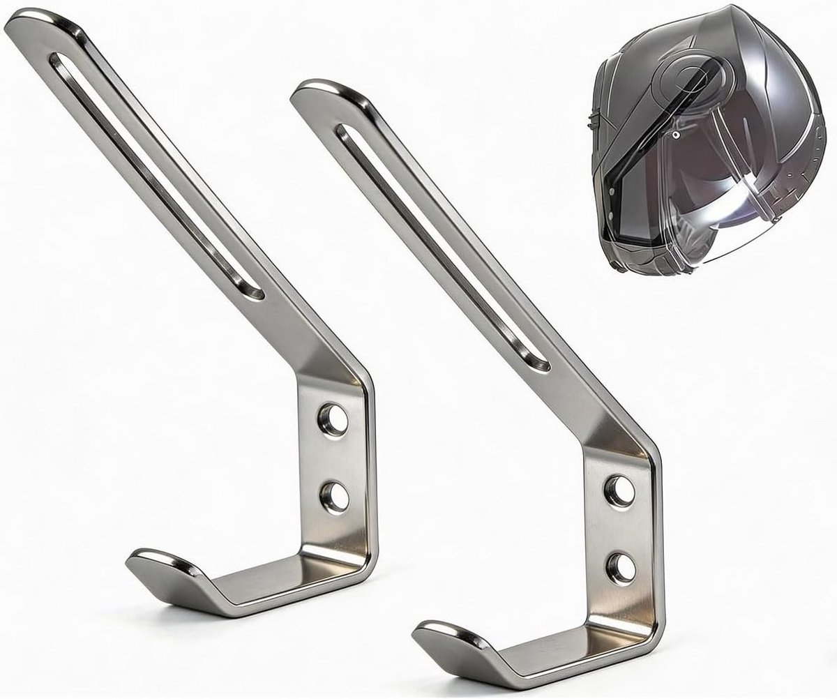 Stainless Steel Wandhouder voor Motorhelmen, Fietskappen, Jassen, Handschoenen en Sleutels - Duurzaam en Ruimtebesparend
