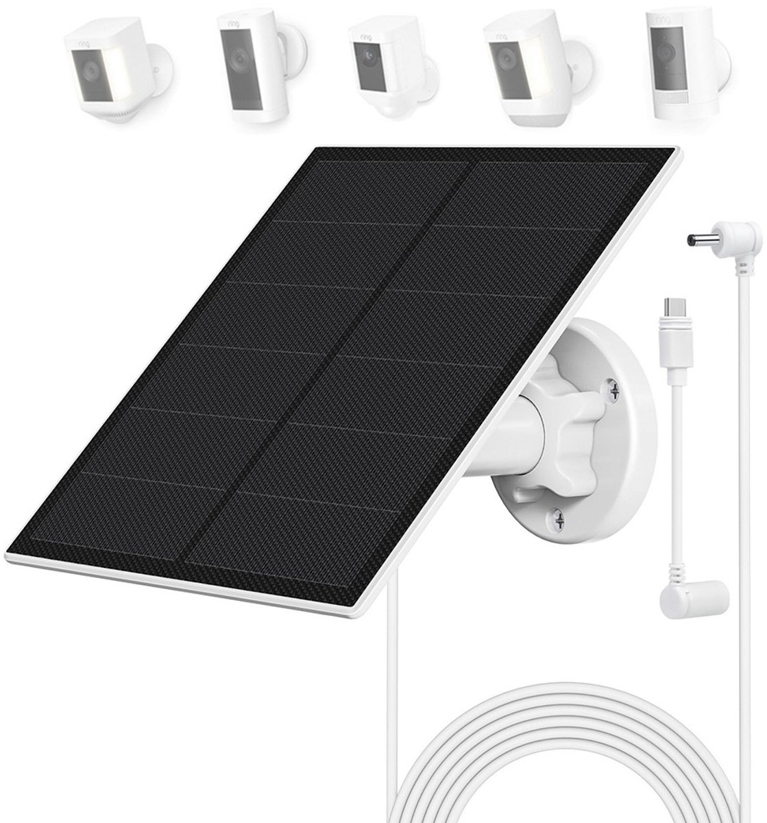 Zonnepaneel met 5W-aansluiting, inclusief oplaadkabel van 3 meter, beschermingsklasse IP65