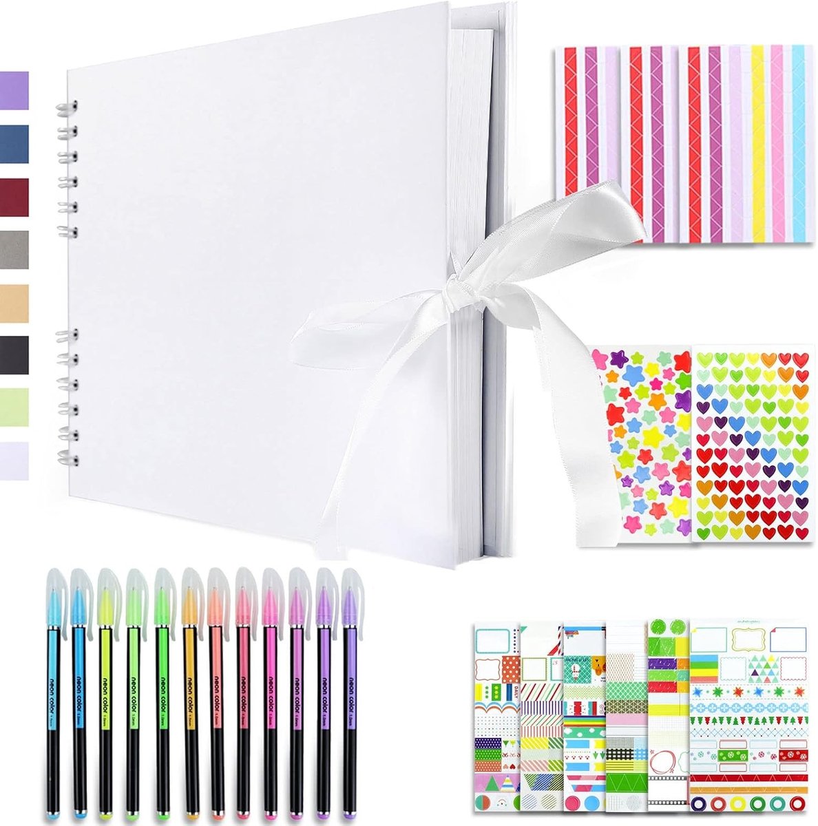 Scrapbook Kit voor Foto's 28.5x21cm - DIY Album met 80 Pagina's, Zijden Lint en Creatief Papier voor Verjaardagen, Bruiloften en Valentijnsdag
