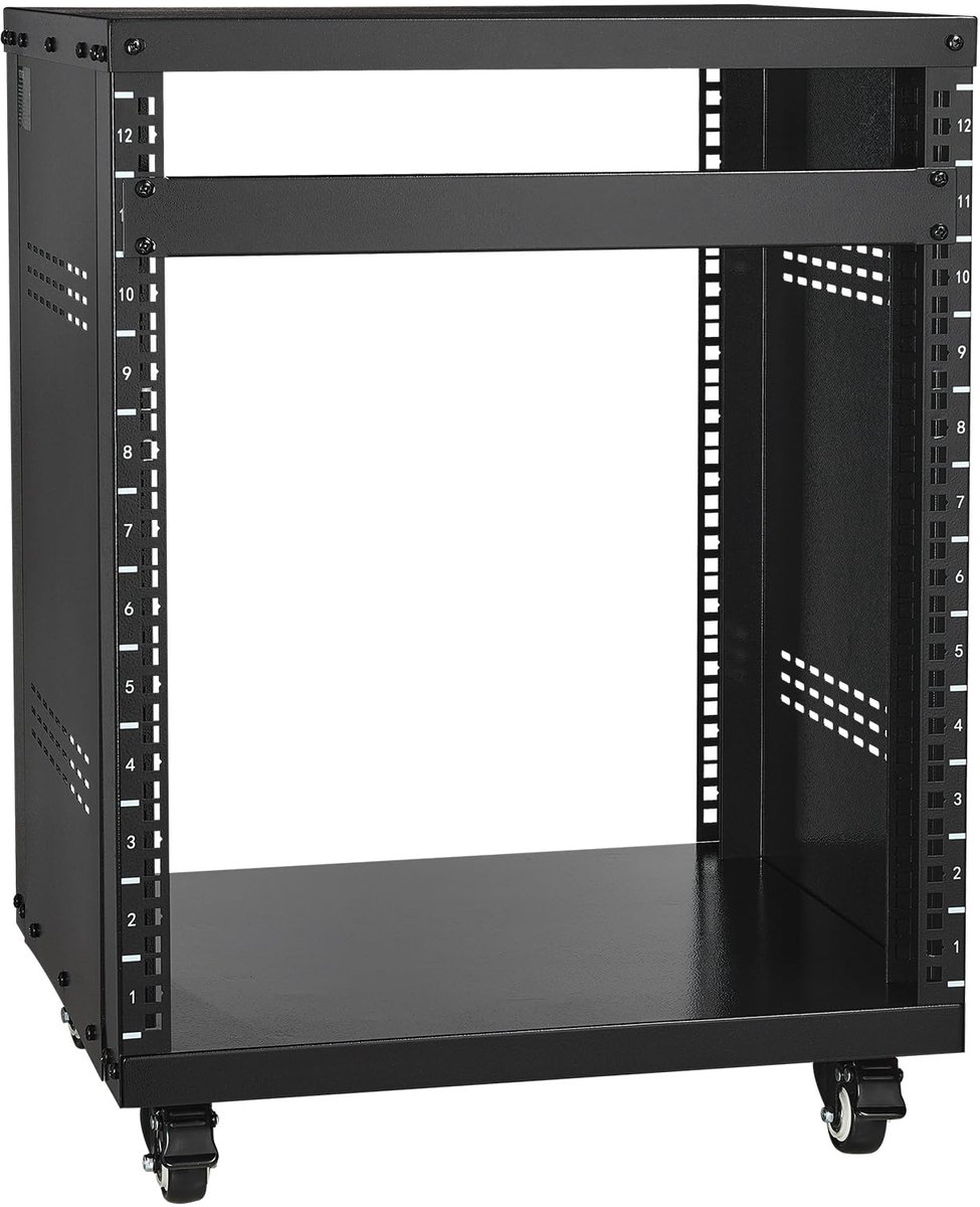 VEVOR 12U AV-rackstandaard, 500 lb-capaciteit, netwerkstereo-opname studiorek met afsluitbare zwenkwielen ronde en - ShopVlot