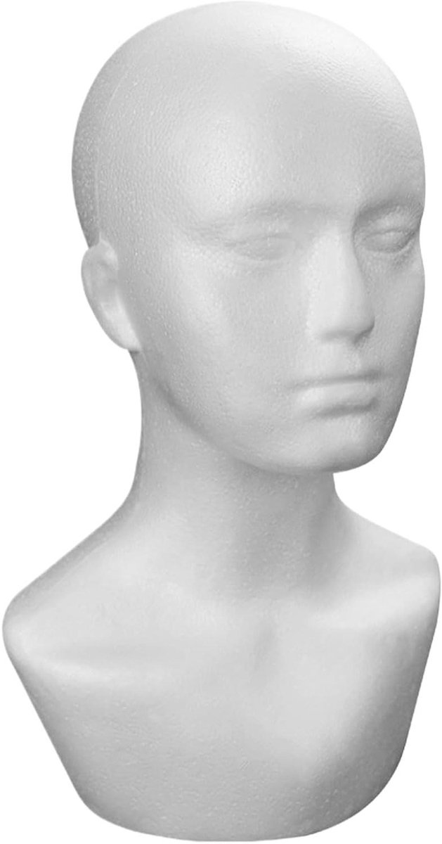 Mannequinhoofd Schuim - Kappershoofd Presentatie - Accessoires Tonen - Drukbestendige Constructie - 37 cm Hoogte - Wit