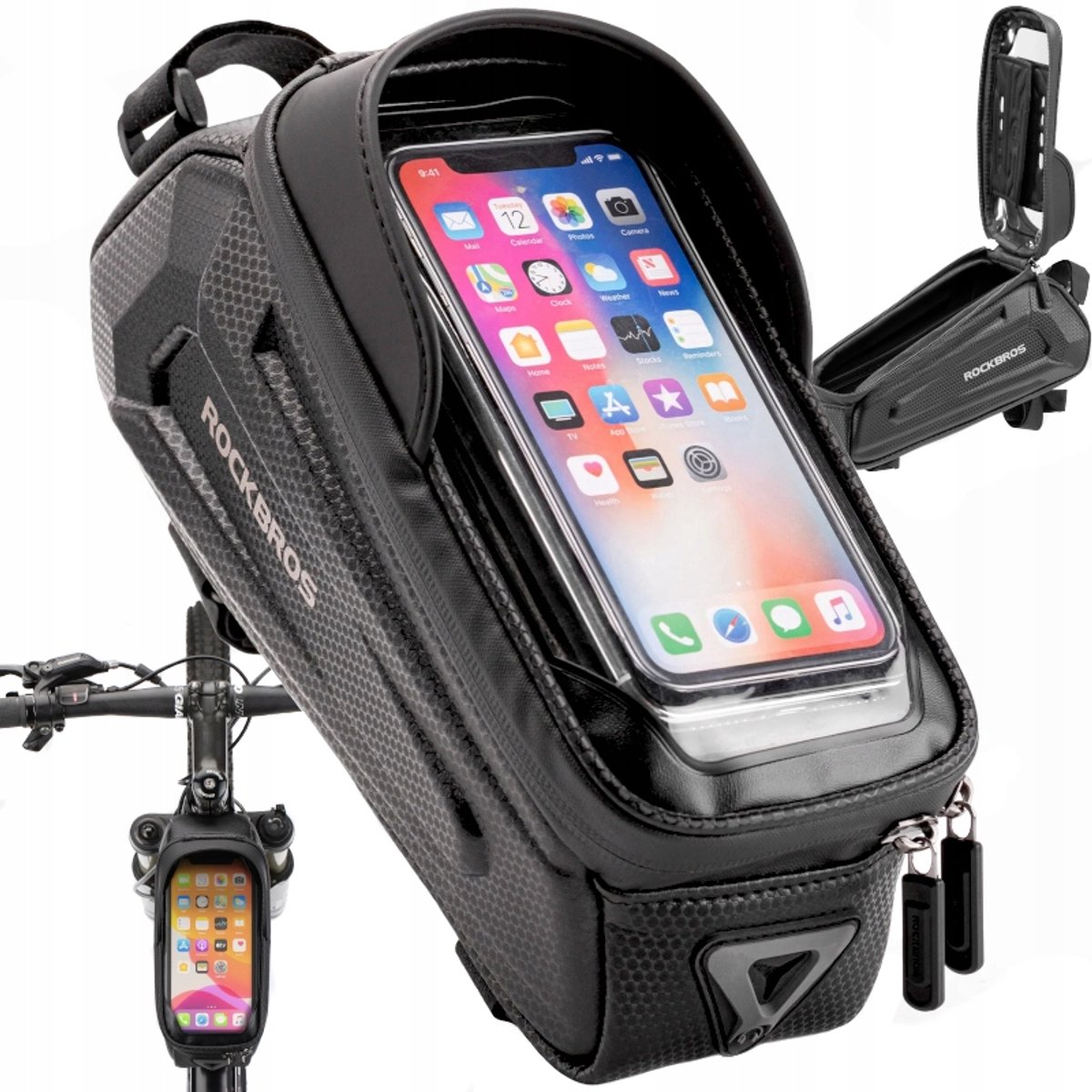 Waterdichte Fiets Frametas met Telefoonhouder - 1.5L