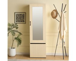 COVREO Kledingkast 54 x 34,5 x 179,5 cm hout, spiegel en kledingroede
