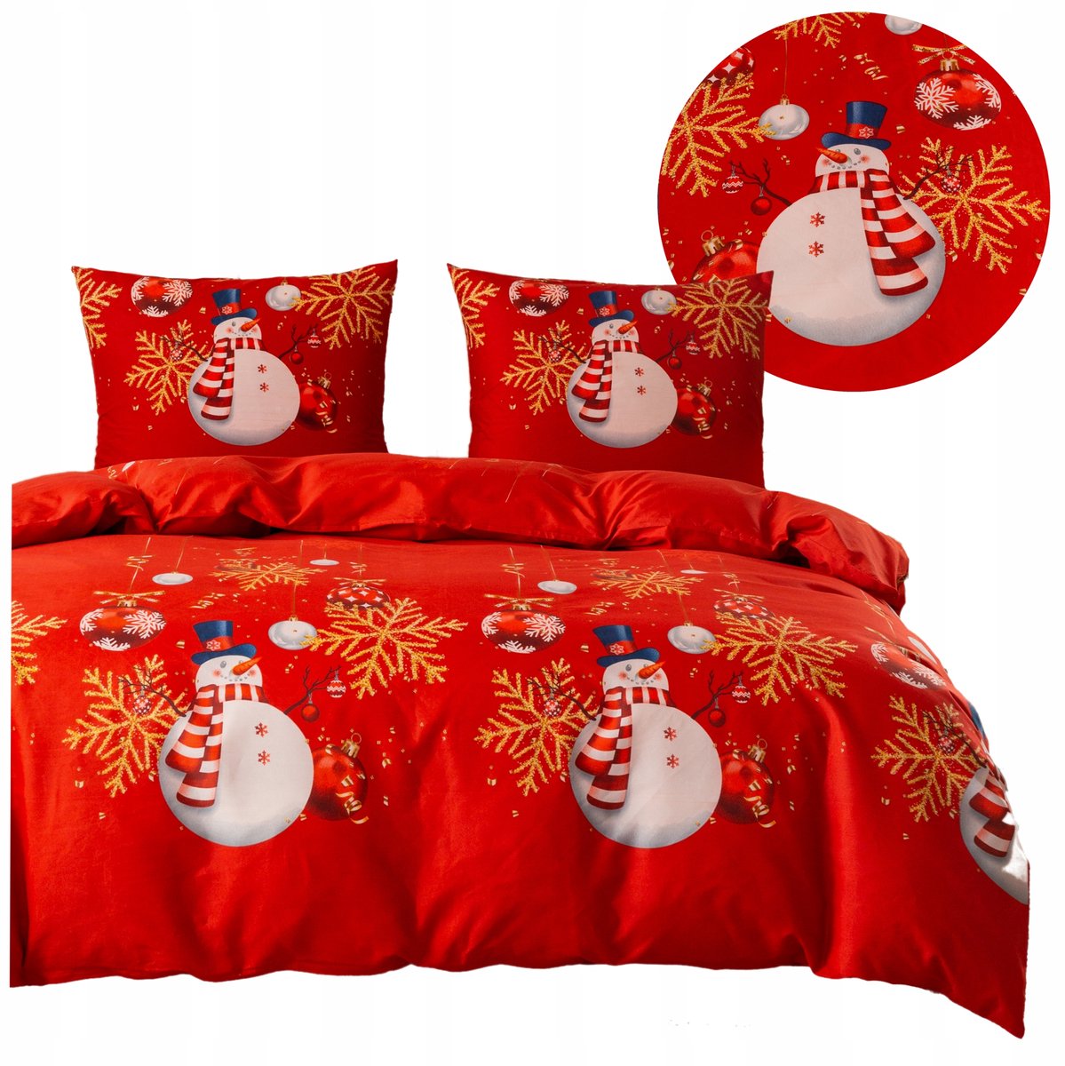 3-delige 3D Kerst Dekbedovertrekset 200x220cm - Sneeuwman