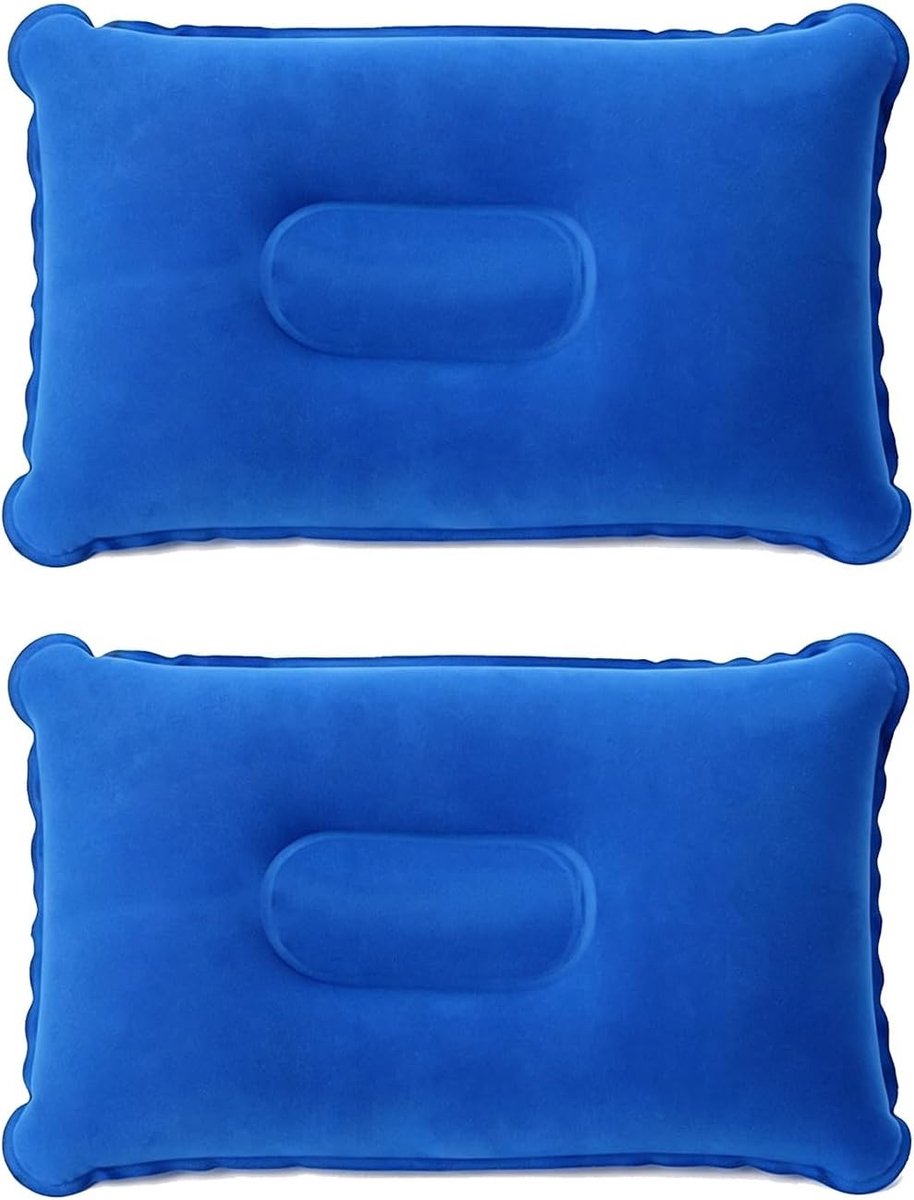 Opblaasbaar Reiskussen - Blauw - 34 x 22 cm - Lichtgewicht en Duurzaam - Voor Wandelen en Kamperen