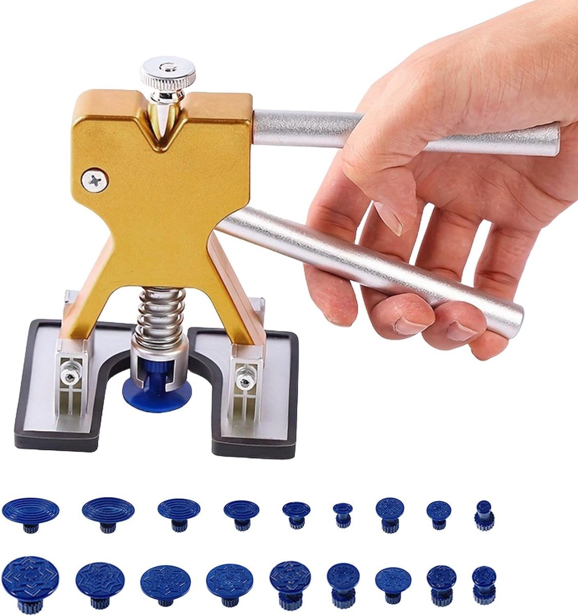 Reparatieset Voor Auto Deuken - 18 Lijmtabs En Zuignap Voor Het Verwijderen Van Deuken - Premium Gereedschap Voor Uitdeuken Zonder Spuiten - Handige Set Voor Plaatwerk Reparatie