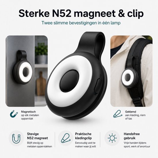 Magnetische LED Lamp met Clip - 3 Lichtkleuren - 6 Lichtstanden - N52 Magneet - USB-C Oplaadbaar — afbeelding 3