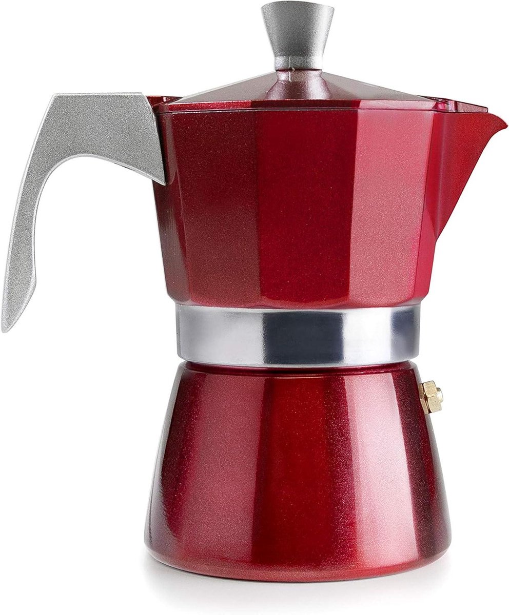 Percolator Koffiezetter - Espresso Maker - Thuis Koffie Maken - Geschikt Voor Inductie - 2 Kopjes - Rood