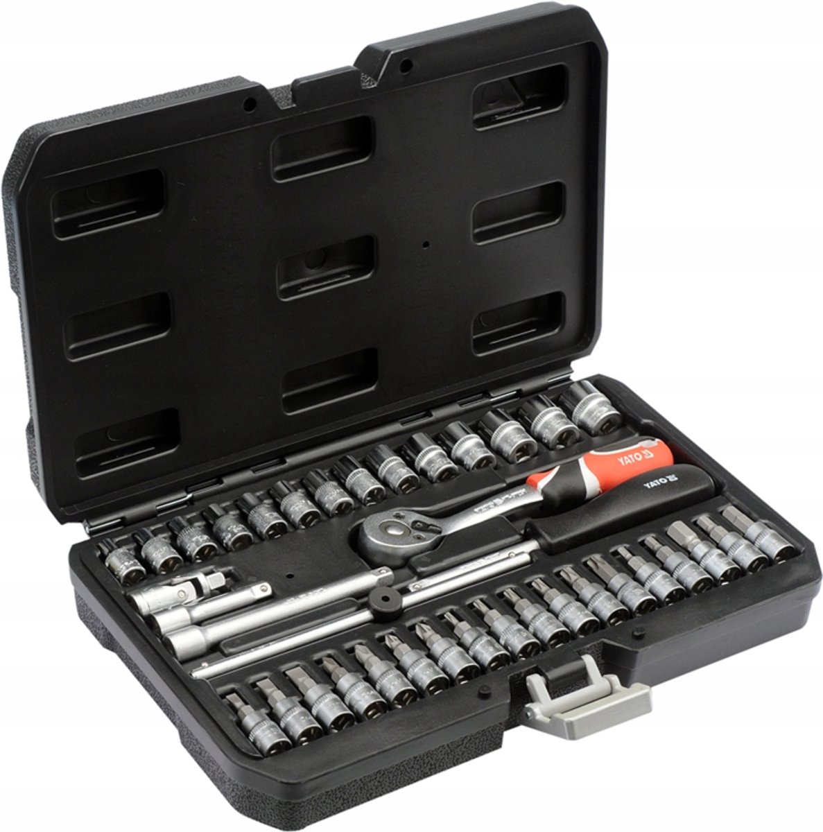 Yato 1/4" Dopsluitingsset met Ratel & Bits - 38 Delen