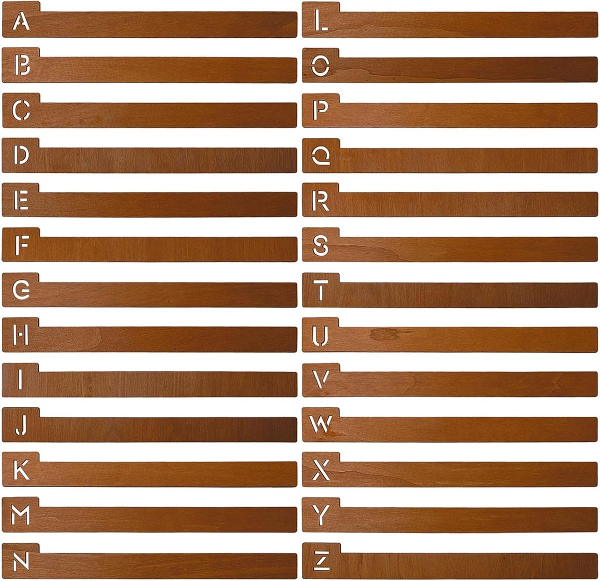 26 Stuks Houten Plate Dividers A-Z - Alphabetische Organizers voor Vinyl Platen, CD's en DVD's - Ideaal voor Media en Boekenplanken 35 x 4 cm
