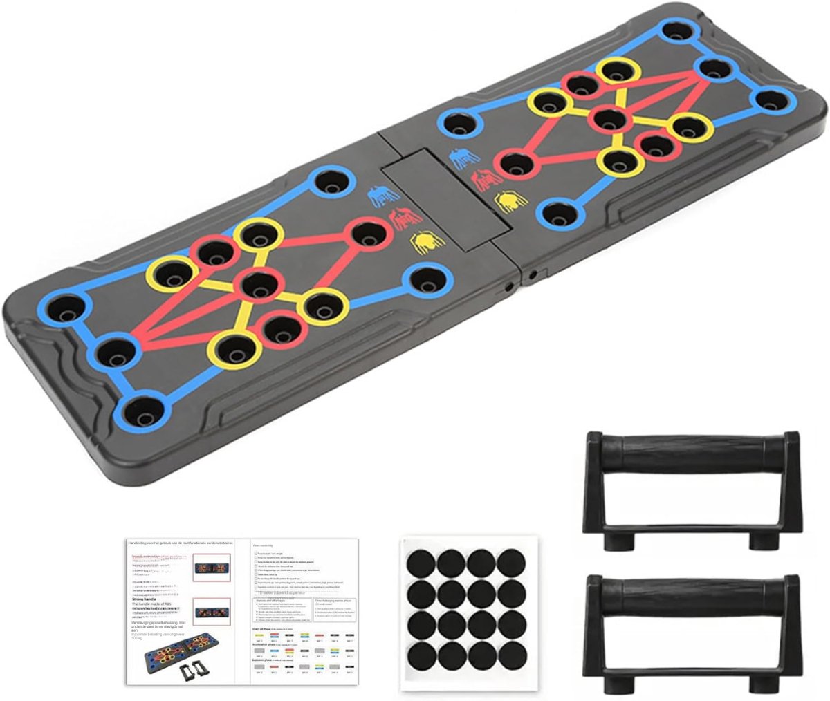 Lìon® Push up Bord - Parallettes - Push up Board - Zwart - ‎ 64cm x 20cm x 2cm