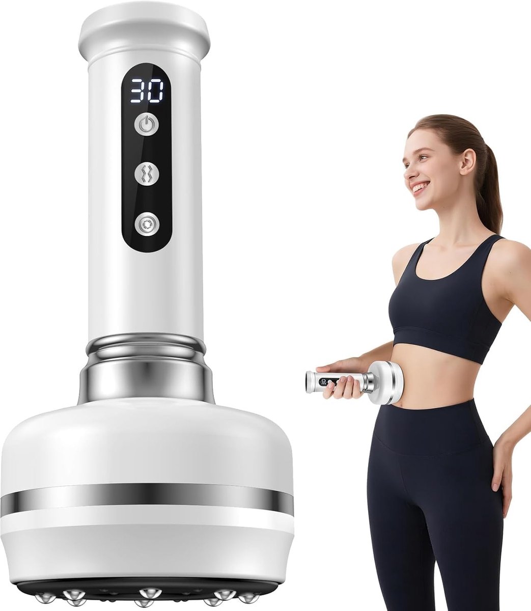 longziming - Anti-Cellulitis Massageapparaat - Aanpasbaar Trillend Cupping Massageapparaat Elektrisch - Voor Massage, Spierontspanning en Cupping - Geschikt voor Rug, Taille, Armen en Benen - Wit