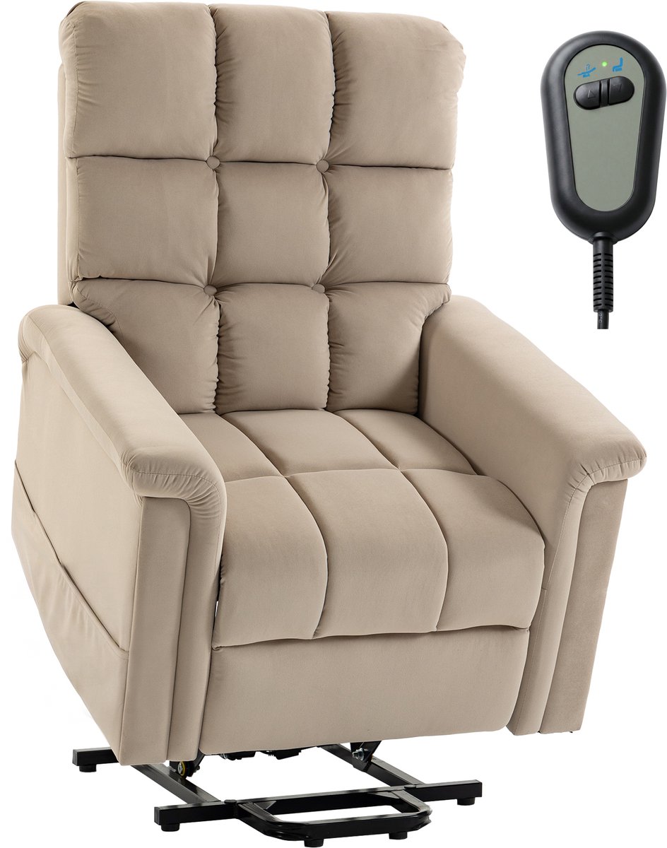 HOMCOM-Elektrische Liftstoel-Fluwel (100% polyester)-84 x 93 x 102 cm-Bruin