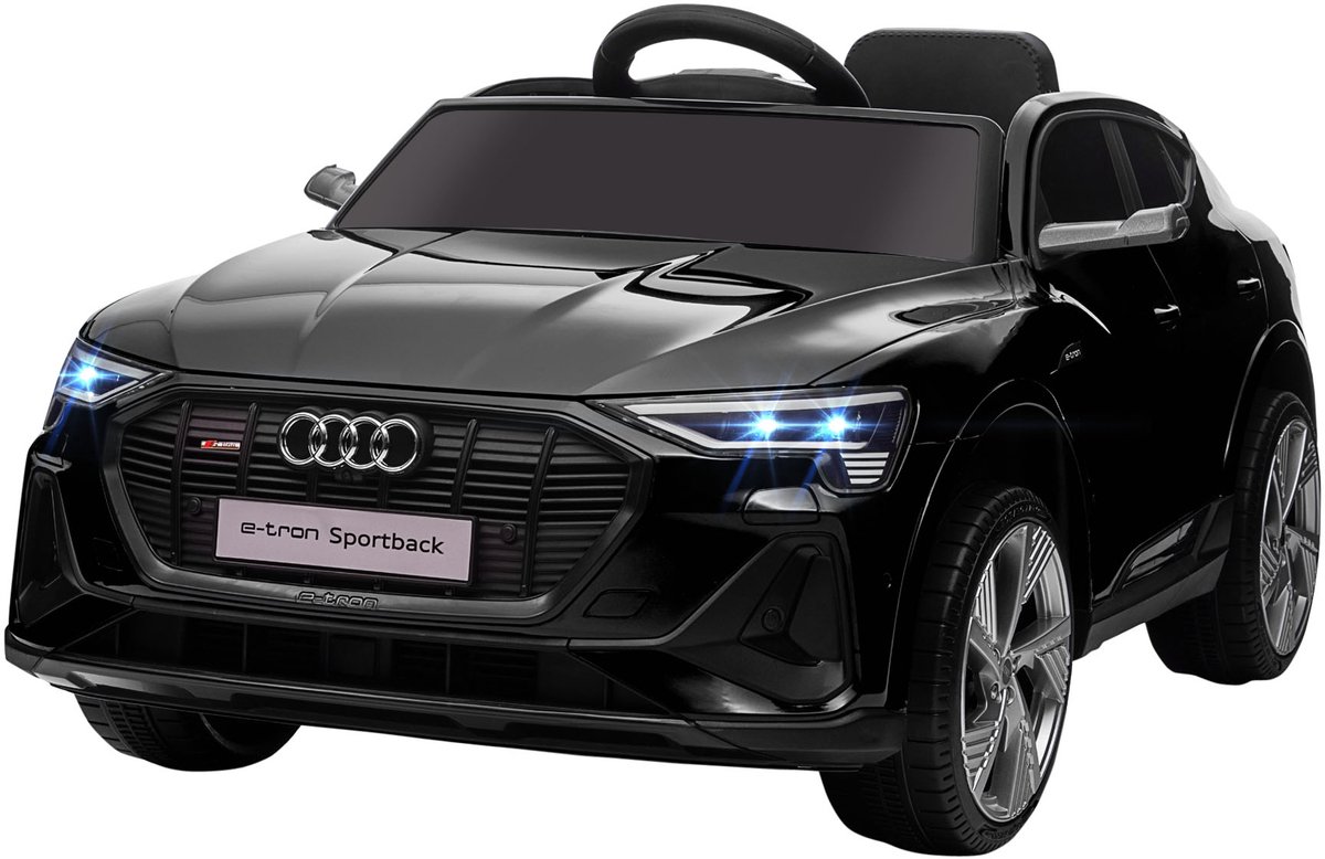 Audi e-tron Sportback - Erkend Kinder Elektrische Auto 12V met 2,4G Afstandsbediening - Maximale snelheid: 5 kilometer per uur - MP3 Muziek & Claxon - Elektrisch Voertuig met Koplampen - Zwart