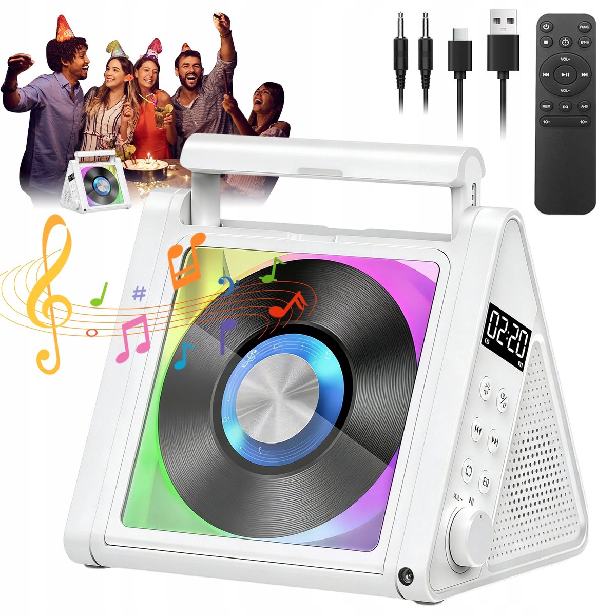 Multifunctionele CD Speler - Desktop Muziekspeler - Bluetooth 5.3 & FM Radio - Dubbele HiFi Luidsprekers - 5 EQ Effecten - 4000 mAh Oplaadbaar - USB/AUX - Draagbare CD Speler - Voor Slaapkamer & Kantoor & Buiten